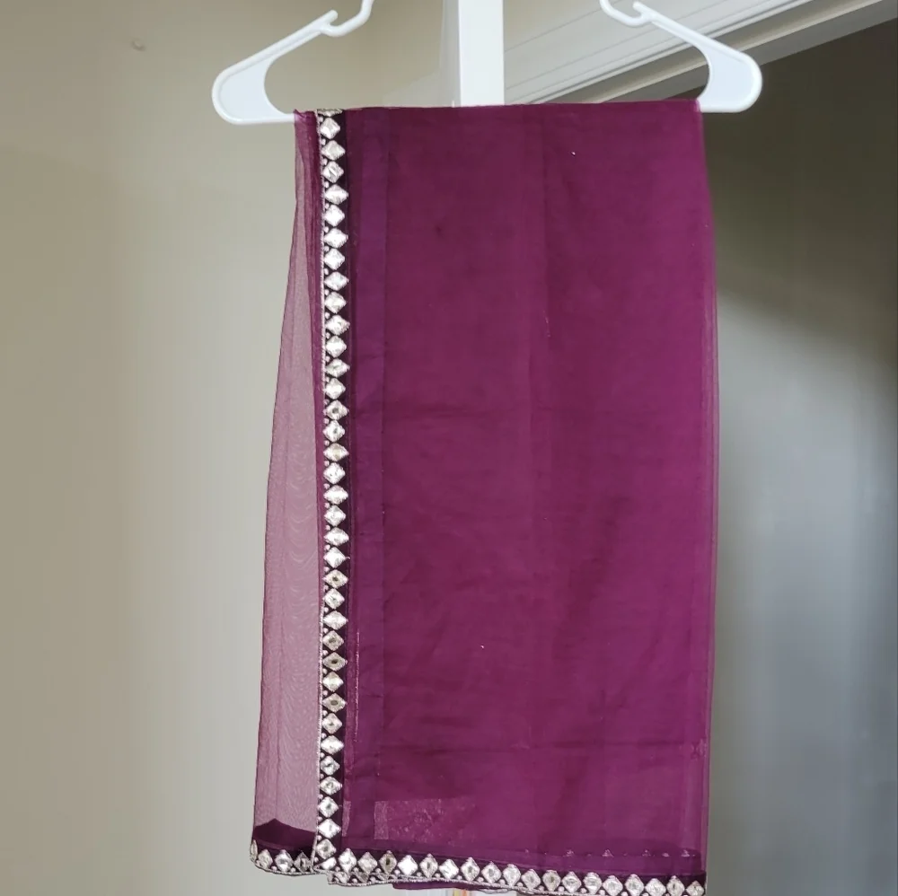 Wine/Maroon/Purple Sequin Zari Embroidery Work Lehenga Choli - Picture 7 of 7